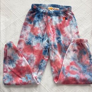 Aviator Nation Blue and Red Tie-Dye Joggers